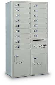16 Door 4C Mailbox with 2 Parcel Locker