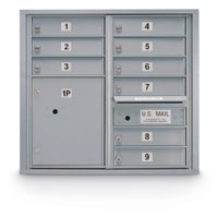 9 Door Standard 4C Mailbox with (1) Parcel Locker